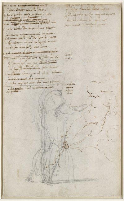 Figure Studies and a Draft Sonnet (detail) by Raffaello Sanzio Raphael